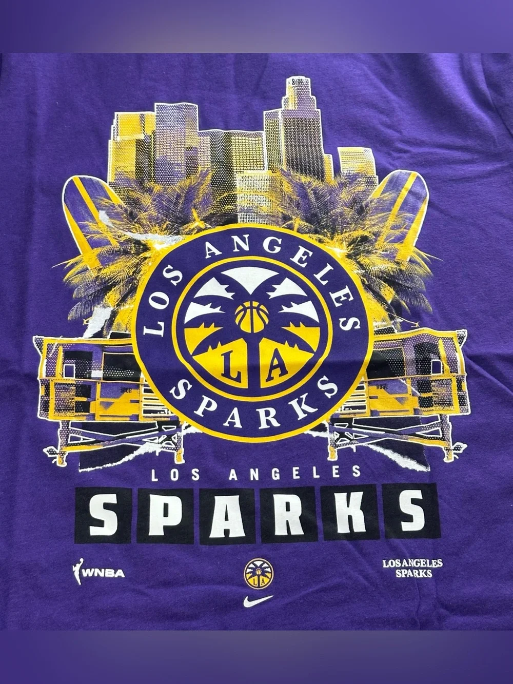 Nike Purple Los Angeles Sparks Graphic Tee with Yellow Accents